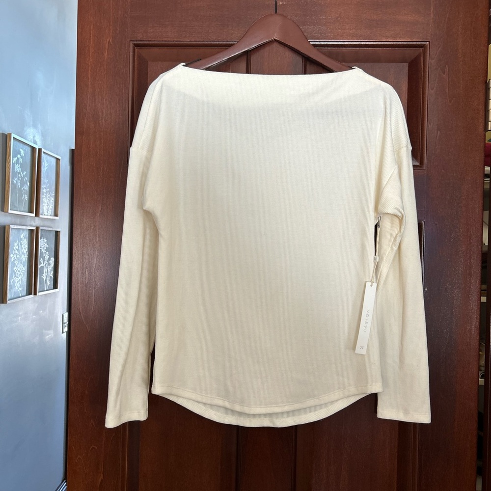 NWT -Caslon Cream Boat Neck Long Sleeve Top